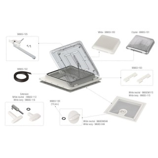 2 - Tampa de substituição para vigia 40x40 Fiamma Vent TurboVent White Dome